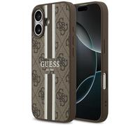 Custodia Cellulare IPHONE 17 Guess Magsafe Similpelle Braun Logo Strisce