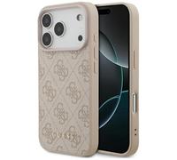 CG Mobile Custodia Guess 4G per iPhone 17 Pro, pelle sintetica con logo classico in oro, rosa