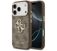 CG MOBILE Guess 4G - Custodia grande con logo classico per iPhone 18 Pro Max/iPhone 17 Pro Max (marrone/oro)
