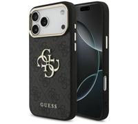 CG MOBILE Guess 4G - Custodia grande con logo classico per iPhone 18 Pro Max/iPhone 17 Pro Max (nero/argento)