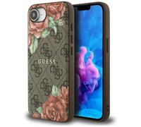 CG MOBILE Guess 4G Flowers Print Compatibile con MagSafe Custodia per iPhone 16e (marrone)