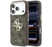 CG MOBILE Guess 4G & Grande Logo Strass Custodia per iPhone 18 Pro Max / 17 Pro Max (Marrone)