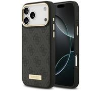 CG Mobile Custodia Guess 4G Logo con placca compatibile con MagSafe per iPhone 17 Pro Max Nero