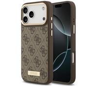 CG MOBILE Guess 4G piastra con logo compatibile con MagSafe Custodia per iPhone 17 Pro Max (marrone)