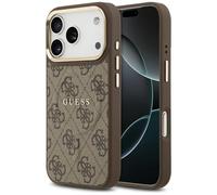 CG MOBILE Guess 4G PU Classic Logo compatibile con MagSafe Custodia per iPhone 17 Pro (marrone)