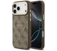CG MOBILE Guess 4G PU Classic Logo compatibile con MagSafe Custodia per iPhone 17 Pro Max (marrone)