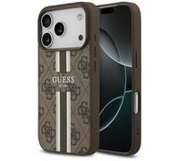 CG MOBILE Guess 4G Strisce stampate compatibili con MagSafe Custodia per iPhone 17 Pro (marrone)