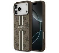 CG MOBILE Guess 4G Strisce stampate compatibili con MagSafe Custodia per iPhone 17 Pro Max (marrone)