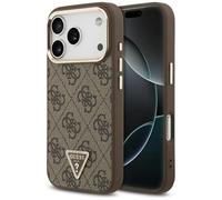 CG MOBILE Guess 4G Triangolo Logo Compatibile con MagSafe Custodia per iPhone 17 Pro (marrone/oro)