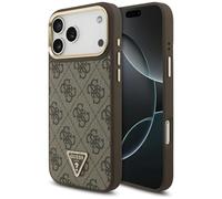 CG MOBILE Guess 4G Triangolo Logo Compatibile con MagSafe Custodia per iPhone 17 Pro Max (marrone/oro)