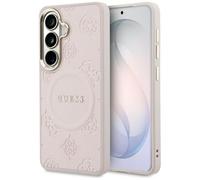 CG MOBILE Guess anello peonie con goffratura compatibile con custodia MagSafe per Samsung Galaxy S26 Plus (rosa)