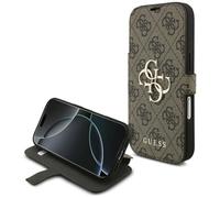 CG MOBILE Guess Book 4G - Custodia con logo in metallo per iPhone 17 Pro, colore: marrone