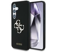 CG MOBILE Guess - Cover in silicone Big 4G, con logo inferiore, per Samsung Galaxy S25, colore: Nero