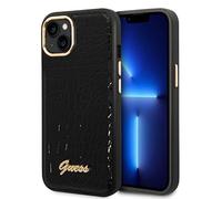 CG MOBILE Guess Custodia Custodia per iPhone 14 Plus con coccodrillo Nero Custodia Protettiva in Pelle PU Antigraffio con Porte Accessibili, Assorbimento Urti e Logo Firma