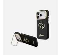 CG MOBILE Guess - Custodia effetto granulato per iPhone 17 Pro Max, compatibile con MagSafe, con supporto, protezione completa, nera