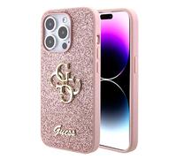 CG MOBILE Guess - Custodia glitterata fissa per iPhone 15 Pro (rosa)