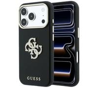 CG MOBILE Guess - Custodia grande con logo liscio con strass, per iPhone 18 Pro / 17 Pro (nero)