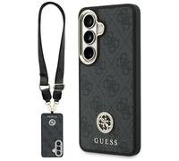 CG MOBILE Guess Custodia + guinzaglio 4G Grande Bracciale Triangolo Strass Compatibile con MagSafe per Samsung Galaxy S26 (Nero)