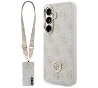 CG MOBILE Guess Custodia + guinzaglio 4G Grande Bracciale Triangolo Strass Compatibile con MagSafe per Samsung Galaxy S26 (Rosa)