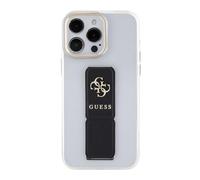 CG Mobile Guess - Custodia per iPhone 15 PRO, Custodia Trasparente con Supporto e Impugnatura in Pelle Saffiano e Logo 4G, AntiGraffio, Resistente alle Cadute, Custodia Posteriore Completa per iPhone