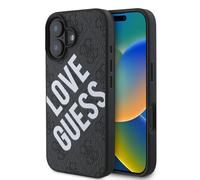 CG MOBILE Guess - Custodia per iPhone 16 HC, resistente, antiurto, compatibile con Magsafe, PU 4G, custodia con logo Big Love Guess, colore nero