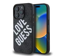 CG MOBILE Guess - Custodia per iPhone 16 Pro HC, resistente, antiurto, compatibile con Magsafe, PU 4G, con logo Big Love Guess, colore nero