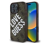 CG MOBILE Guess - Custodia per iPhone 16 Pro Max HC, resistente, antiurto, compatibile con Magsafe, PU 4G, con logo Big Love Guess, marrone