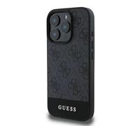 CG Mobile Guess Custodia rigida in pelle PU 4G con striscia inferiore per iPhone 16 Pro Max - Grigio