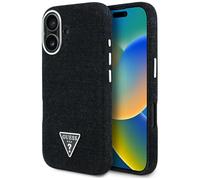 CG MOBILE Guess Denim Triangle Logo Compatibile con MagSafe Custodia per iPhone 16 (Nero)