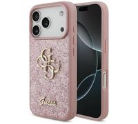 CG MOBILE Guess Fixed Glitter - Custodia grande 4G per iPhone 18 Pro/iPhone 17 Pro (rosa)