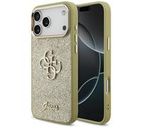 CG MOBILE Guess Fixed Glitter grande 4G cornice in metallo per iPhone 17 Pro Max (oro)