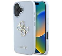 CG MOBILE Guess Grained Big 4G - Custodia con logo Small Classic per iPhone 16, colore: Blu