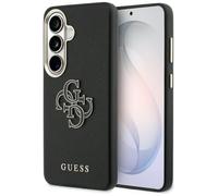 CG MOBILE Guess Grained - Custodia con logo in metallo per Samsung Galaxy S26, colore: Nero