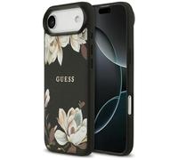 CG MOBILE Guess Grained Flower Classic Logo compatibile con MagSafe Custodia per iPhone 17 Air (Nero)