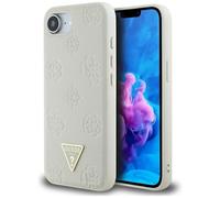 CG MOBILE Guess Grained Hot Stamp Peony Triangle Logo Compatibile con MagSafe Custodia per iPhone 16e (Beige)