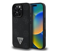 CG MOBILE Guess Grained Hot Stamp Peony Triangle Logo Compatibile con MagSafe per iPhone 16 Pro (Nero)