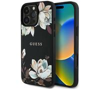 CG MOBILE Guess Grained Print Flower Pattern Custodia per iPhone 16 Pro compatibile con MagSafe (nero)