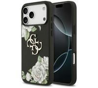 CG MOBILE Guess Grained Roses & Big 4G - Custodia con logo per iPhone 17 Pro Max, colore: Nero