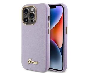 CG MOBILE Guess GUHCP15XPGMCSL Custodia rigida per iPhone 15 Pro Max 6,7 pollici viola brillante con scritta lucida