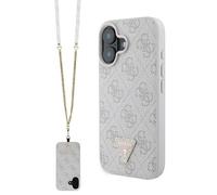 CG Mobile Guess GUHCP16SP4TDSCPP - Custodia rigida per iPhone 16 da 6,1", in pelle, con logo e strass, colore: Rosa