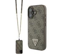 CG Mobile Guess GUHCP16SP4TDSCPW - Custodia rigida in pelle per iPhone 16 da 6,1", con logo in strass, colore: Marrone