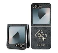 Tagua Galaxy Z Flip 6 Guess Similpelle Grigio Motivo Big Logo Oro