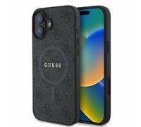 CG Mobile Guess GUHMP16SG4GFRK - Custodia rigida per iPhone 16 6.1", con anello 4G, con logo classico, colore: Nero