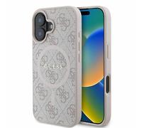 CG Mobile Guess GUHMP16SG4GFRP - Custodia rigida per iPhone 16 6.1", con anello 4G, con logo classico, colore: Rosa