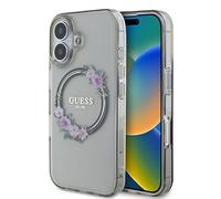 CG Mobile Guess GUHMP16SHFWFCK custodia per iPhone 16 6,1 pollici custodia rigida nera IML Flowers Wreath