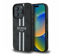 Guess Custodia rigida 4G MagSafe con strisce stampate per iPhone 16 Pro Max Nero