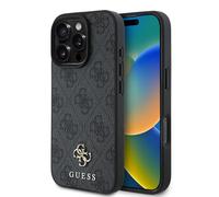 CG MOBILE Guess HC Custodia per telefono progettata per iPhone 16 Pro Max, durevole, antiurto, compatibile con Magsafe, PU 4G Small 4G e custodia classica, nera