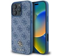 CG MOBILE Guess HC PU 4G Small 4G and Classic Custodia per iPhone 16 Pro compatibile con MagSafe Blu