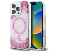 CG MOBILE Guess HC Resin Bottom Glitter Cover per iPhone 16 Pro Max Compatibile con MagSafe Rosa