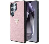 CG MOBILE Guess Hot Stamp 4G Pattern Triangle Metal Logo Custodia per Samsung Galaxy S25 Ultra Rosa